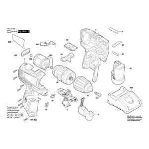 для аккумуляторной ударной дрели Bosch GSB 12V-35 12 V 3601JJ9000, деталировка 1