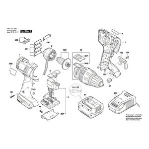 для аккумуляторной ударной дрели Bosch GSB 14,4 V-EC 14.4 V 3601JD7000, деталировка 1