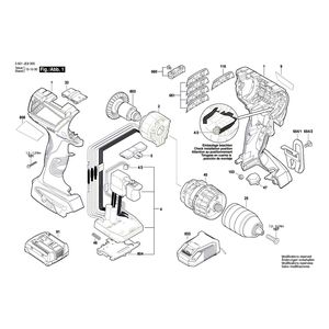 для аккумуляторной ударной дрели Bosch GSB 14,4 V-EC 14.4 V 3601JE9000, деталировка 1