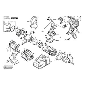 для аккумуляторной ударной дрели Bosch GSB 14,4 VE-2LI 14.4 V 3601H59T00, деталировка 1