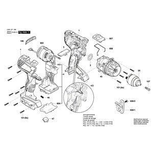 для аккумуляторной ударной дрели Bosch GSB 14,4 VE-EC 14.4 V 3601JF1280, деталировка 1