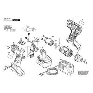 для аккумуляторной ударной дрели Bosch GSB 14,4-2 14.4 V 3601JA7400, деталировка 1