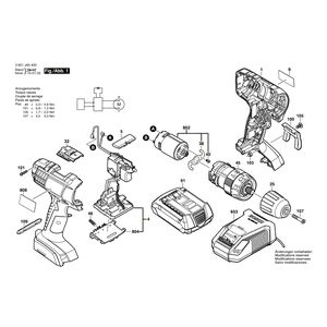 для аккумуляторной ударной дрели Bosch GSB 14,4-2-LI 14.4 V 3601JA5400, деталировка 1