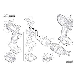 для аккумуляторной ударной дрели Bosch GSB 14,4-LI-2 Plus 14.4 V 3601JE7000, деталировка 1