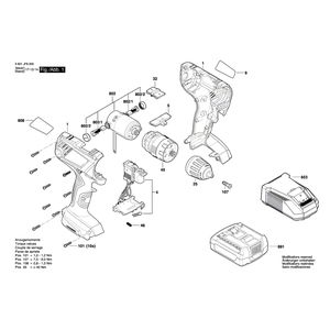 для аккумуляторной ударной дрели Bosch GSB 140-LI 14.4 V 3601JF8200, деталировка 1