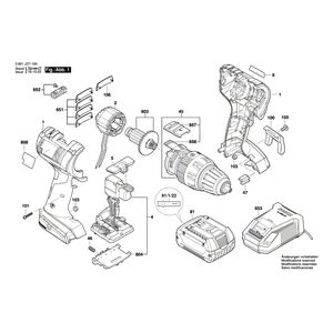 для аккумуляторной ударной дрели Bosch GSB 18 V-EC 18 V 3601JD7100, деталировка 1