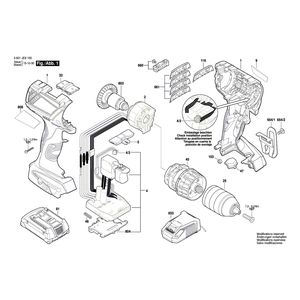 для аккумуляторной ударной дрели Bosch GSB 18 V-EC 18 V 3601JE9100, деталировка 1