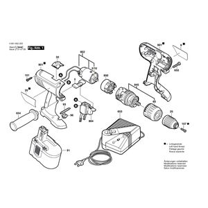 для аккумуляторной ударной дрели Bosch GSB 18 VE-2 18 V 0601952303, деталировка 1