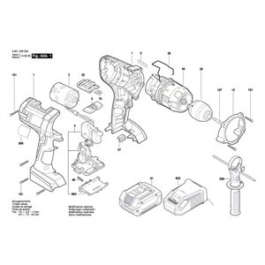 для аккумуляторной ударной дрели Bosch GSB 18 VE-2-LI 18 V 3601JD9300, деталировка 1