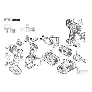 для аккумуляторной ударной дрели Bosch GSB 18-2-LI 18 V 3601JA5300, деталировка 1