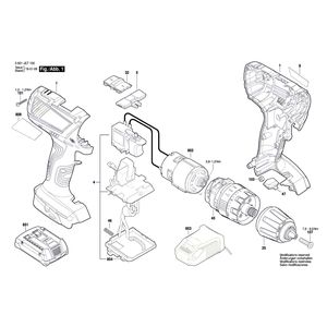 для аккумуляторной ударной дрели Bosch GSB 18-2-LI Plus 18 V 3601JE7100, деталировка 1