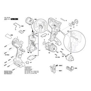 для аккумуляторной ударной дрели Bosch GSB 18V-110 C 18 V 3601JG0301, деталировка 1