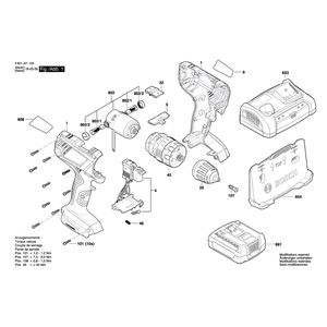 для аккумуляторной ударной дрели Bosch GSB 18V-21 18 V 3601JH1100, деталировка 1