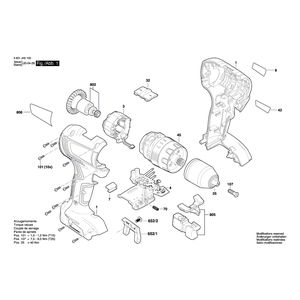 для аккумуляторной ударной дрели Bosch GSB 18V-50 18 V 3601JH5100, деталировка 1