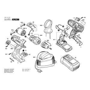 для аккумуляторной ударной дрели Bosch GSB 36 V-LI 36 V 3601J13100, деталировка 1