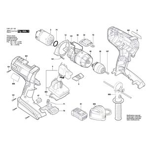 для аккумуляторной ударной дрели Bosch GSB 36 VE-2-LI 36 V 3601JC1100, деталировка 1