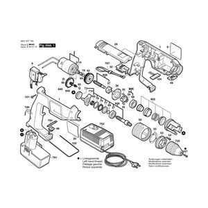 для аккумуляторной ударной дрели Bosch GSB 9,6 VES-2 9.6 V 0601937703, деталировка 1