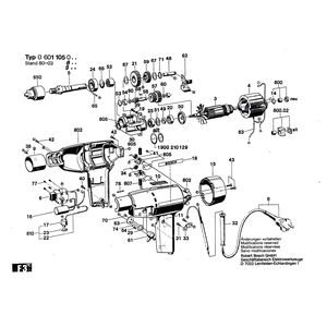 для дрели Bosch 220 V 0601105003, деталировка 1