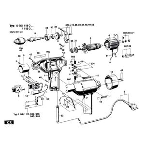 для дрели Bosch 220 V 0601114003, деталировка 1