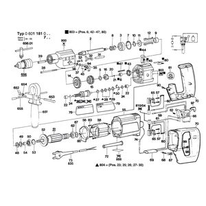 для дрели Bosch 220 V 0601181003, деталировка 1