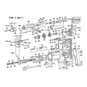 для дрели Bosch 220 V 0601197703, деталировка 1