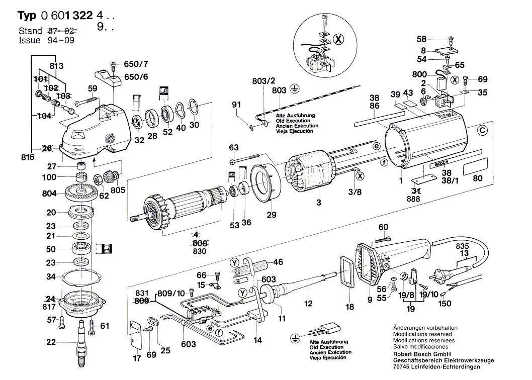 для дрели Bosch 220 V 0601322403, деталировка 1