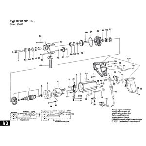 для дрели Bosch UB(J)75B 26 230 V 0601101001, деталировка 1