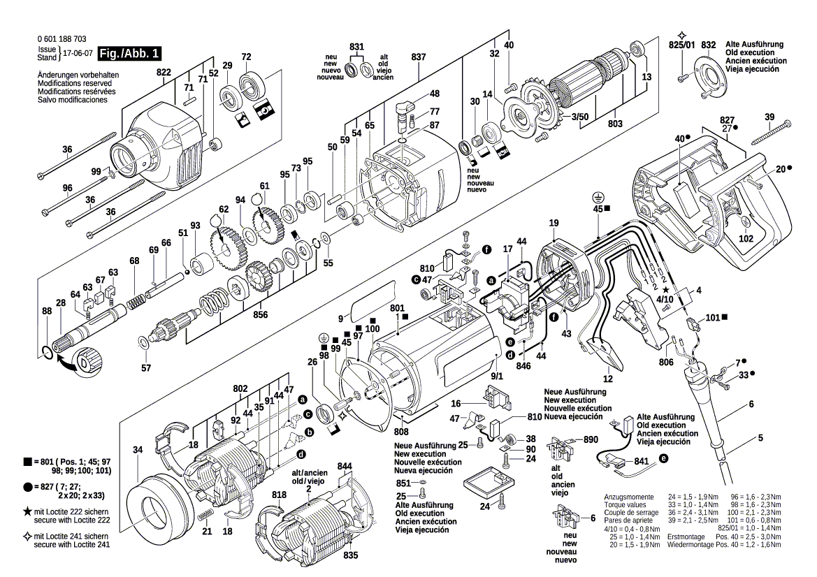 для дрели алмазного сверления Bosch GDB 1600 DE 230 V 0601188703, деталировка 1