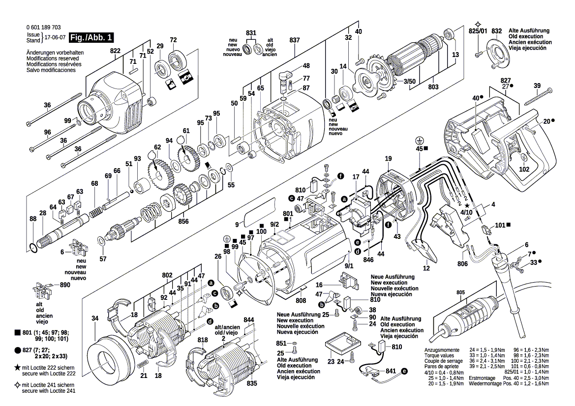 для дрели алмазного сверления Bosch GDB 1600 WE 230 V 0601189703, деталировка 1