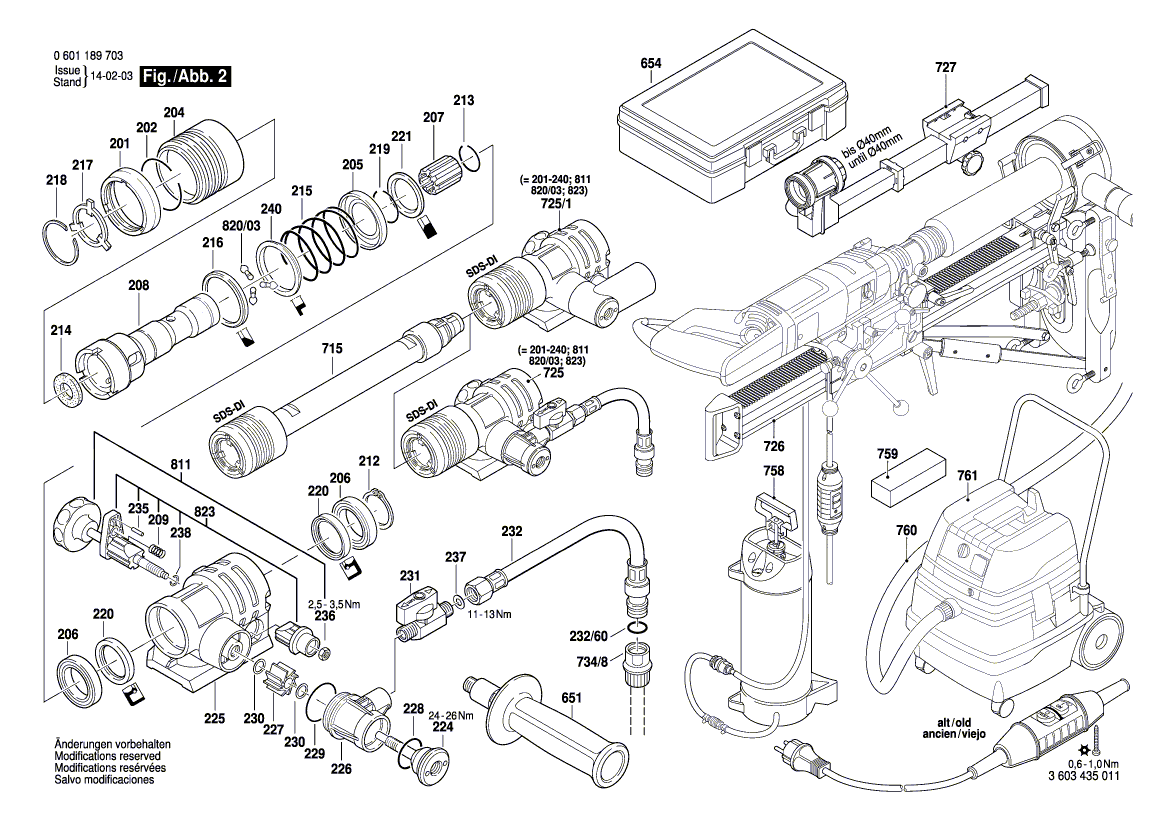 для дрели алмазного сверления Bosch GDB 1600 WE 230 V 0601189703, деталировка 2