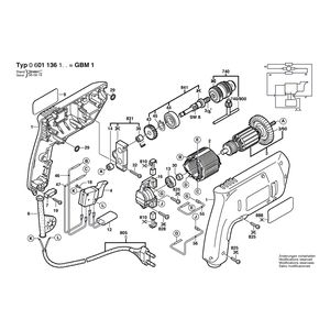 для дрели Bosch GBM 1 230 V 0601136103, деталировка 1