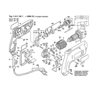 для дрели Bosch GBM 1 E 230 V 0601136703, деталировка 1