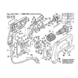 для дрели Bosch GBM 1 RE 230 V 0601136503, деталировка 1