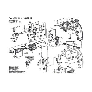 для дрели Bosch GBM 10 230 V 0601135003, деталировка 1