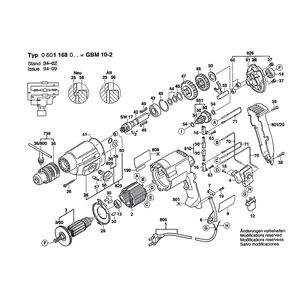 для дрели Bosch GBM 10-2 230 V 0601168003, деталировка 1