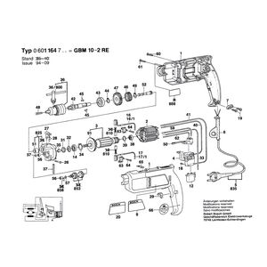 для дрели Bosch GBM 10-2 RE 220 V 0601164703, деталировка 1