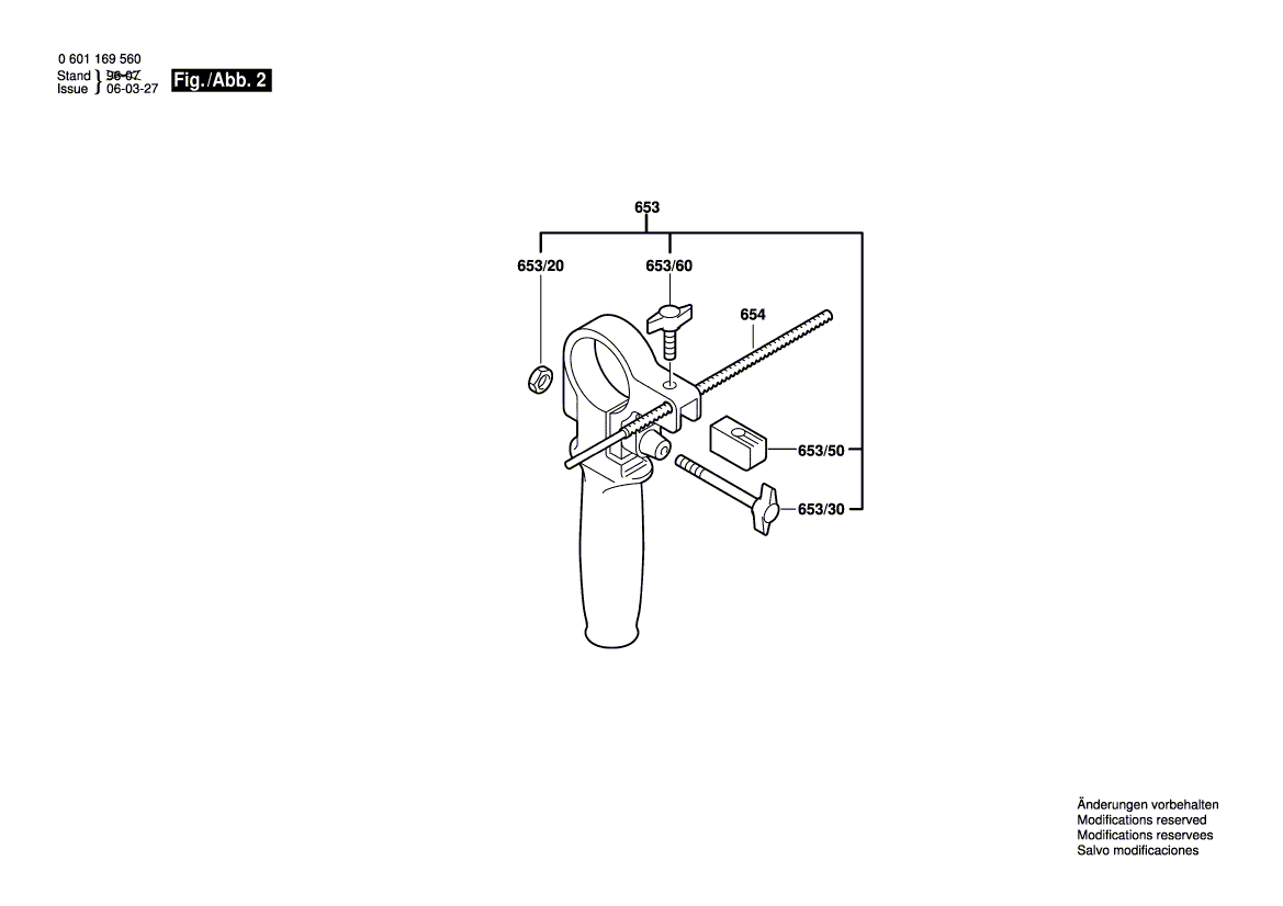 для дрели Bosch GBM 13-2 RE 230 V 0601169560, деталировка 2