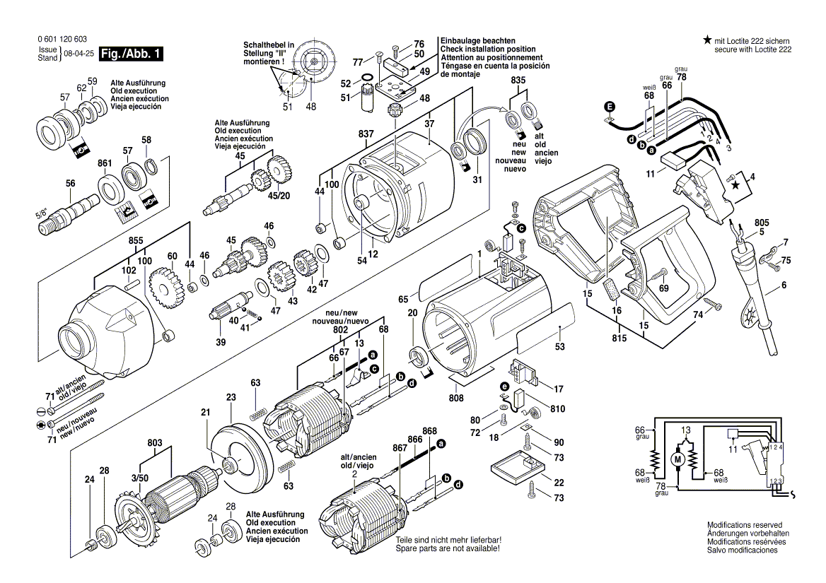 для дрели Bosch GBM 16-2 E 230 V 0601120603, деталировка 1