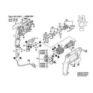 для дрели Bosch GBM 350 230 V 0601139003, деталировка 1