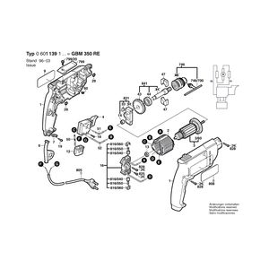 для дрели Bosch GBM 350 230 V 0601139103, деталировка 1