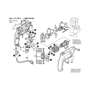 для дрели Bosch GBM 350 RE 230 V 0601139603, деталировка 1