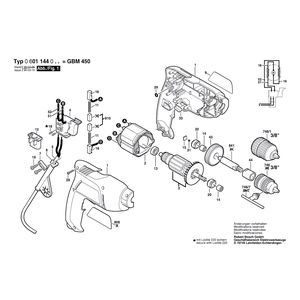 для дрели Bosch GBM 450 230 V 0601144003, деталировка 1