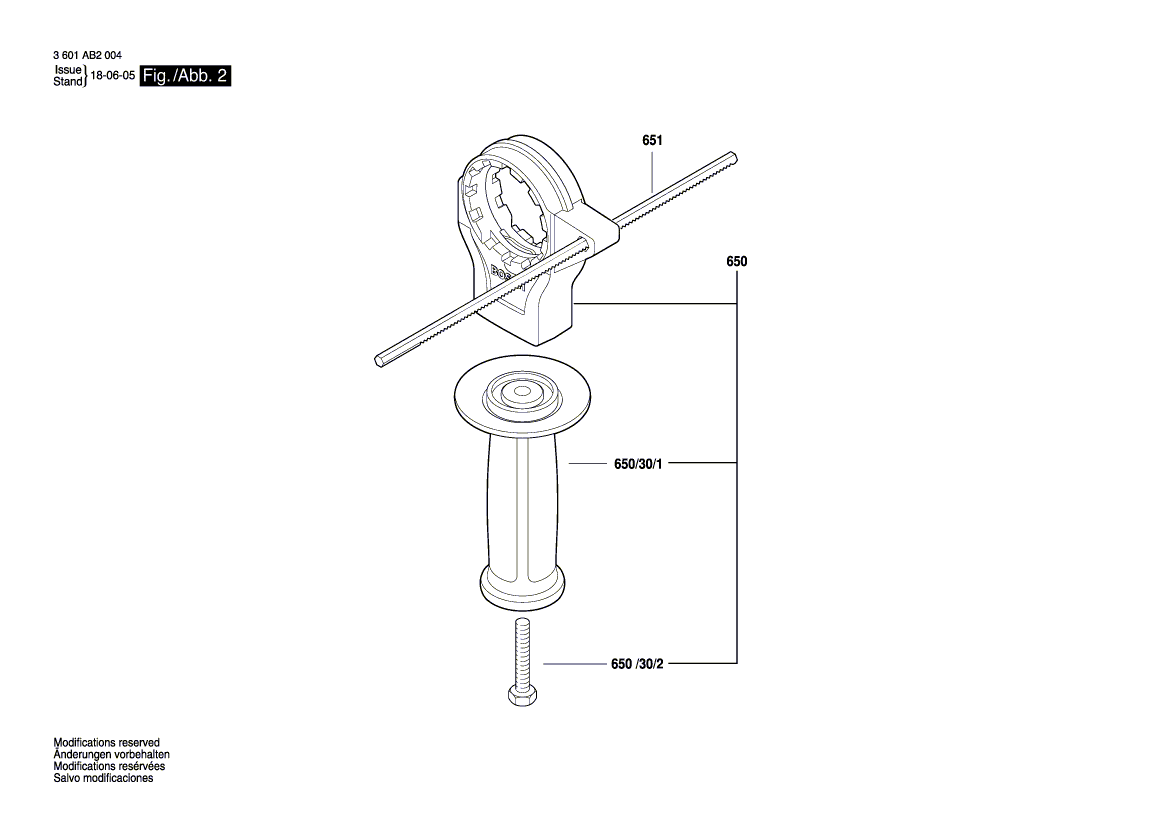 для дрели Bosch GBM13-2RE 230 V 3601AB2004, деталировка 2