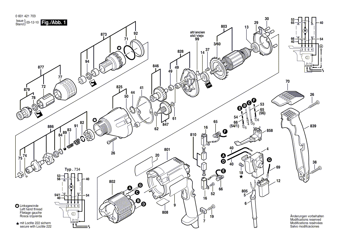 для дрели-шуруповерта Bosch GSR 6-25 TE 230 V 0601421703, деталировка 1