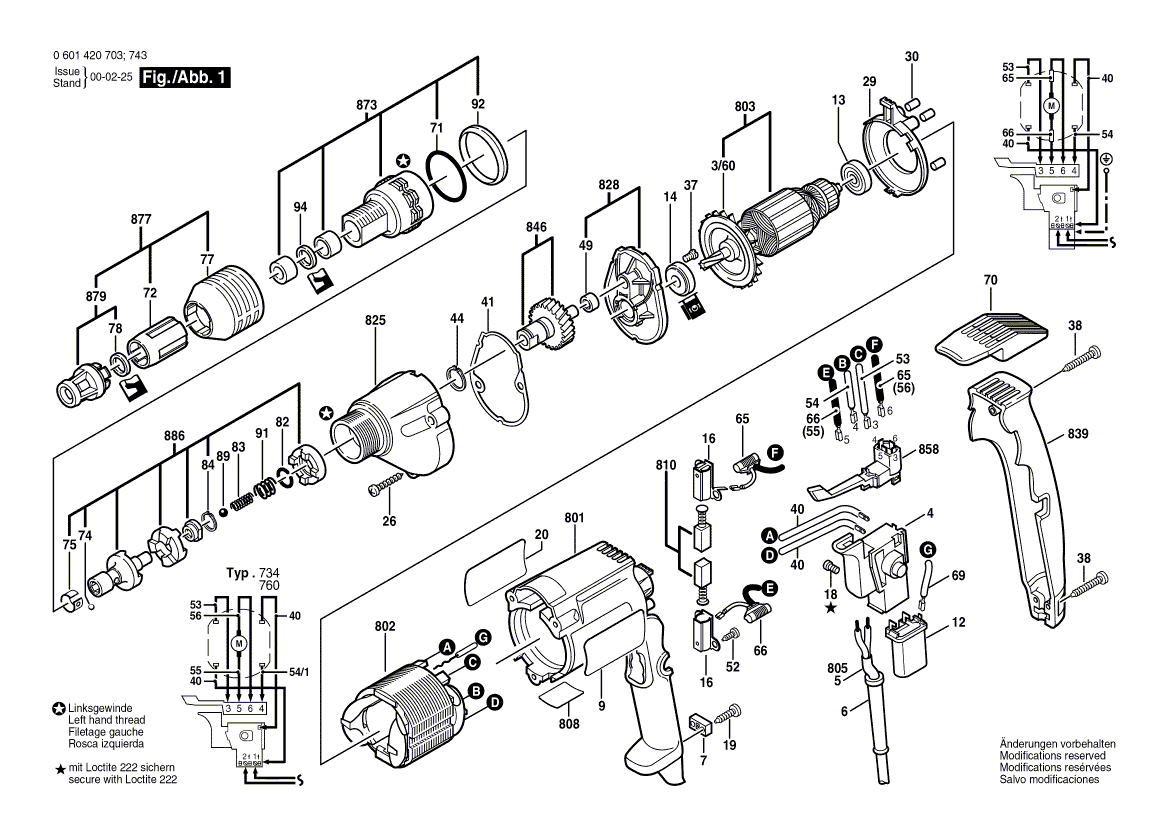 для дрели-шуруповерта Bosch GSR 6-40 TE 230 V 0601420703, деталировка 1