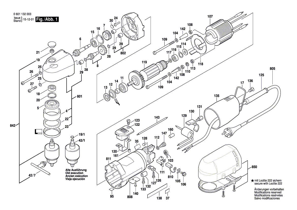 для угловаой дрели Bosch GWB 10 230 V 0601132003, деталировка 1