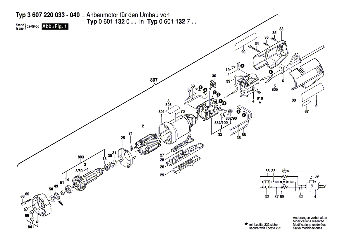 для угловаой дрели Bosch GWB 10 230 V 0601132003, деталировка 2