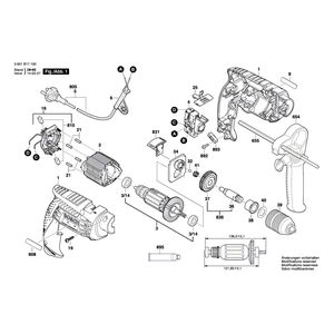 для ударной дрели Bosch GSB 13 RE 230 V 3601B17100, деталировка 1