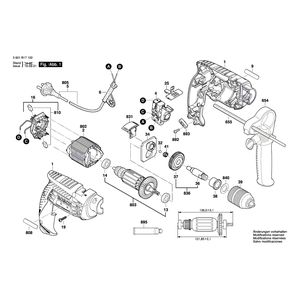 для ударной дрели Bosch GSB 13 RE 230 V 3601B17102, деталировка 1