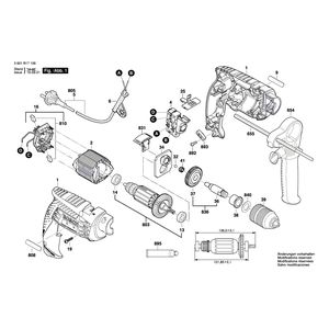 для ударной дрели Bosch GSB 13 RE 230 V 3601B17106, деталировка 1